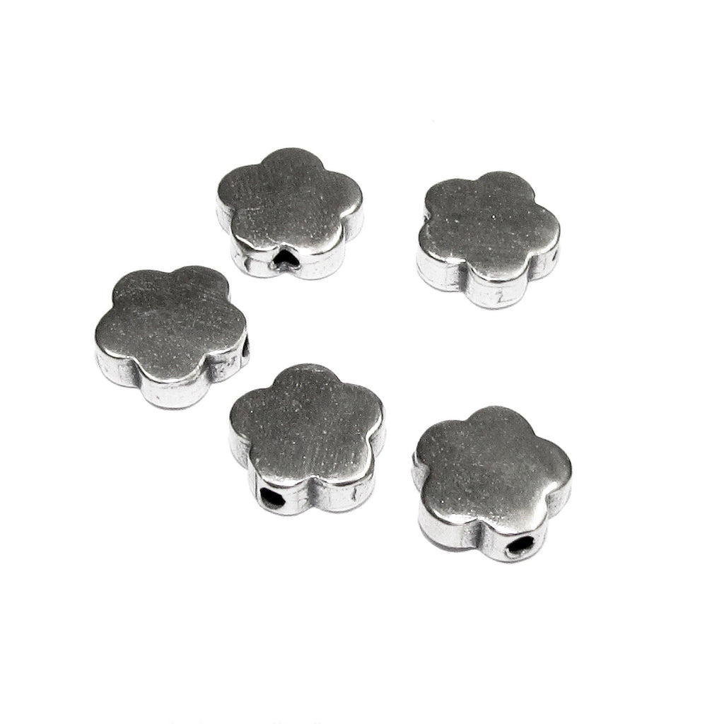 925 Sterling silver flower flat bead size 6.2x2.2 mm, Flower cast bead for bracelet, Jewelry making, silver flower beads - 1 piece