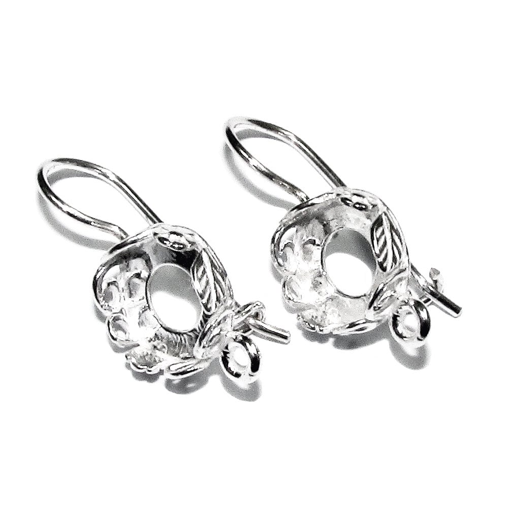 8 mm 925 sterling silver blank earrings with bezel cup and closed ring, Jewelry making, Setting, bezel cup, base earrings - 1 pair (2 piece)