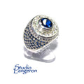 Statement blue topaz ring 925 sterling silver size 8 1/2, Handmade ring, single copy, 925 sterling silver, Natural topaz, Silver ring