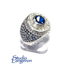 Statement blue topaz ring 925 sterling silver size 8 1/2, Handmade ring, single copy, 925 sterling silver, Natural topaz, Silver ring
