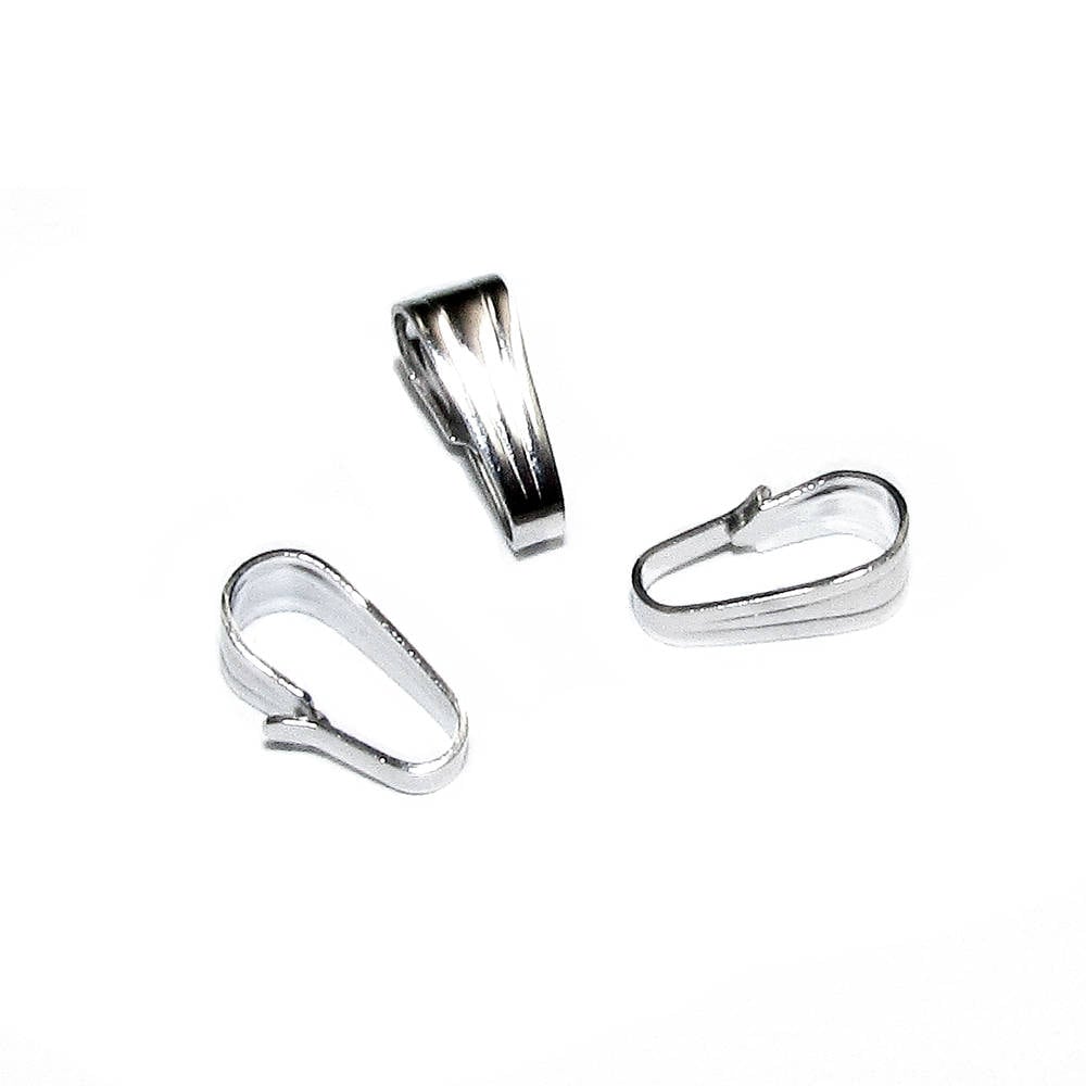14K Solid white gold Snap-On medium 7.2x3.0 mm pendant Bail, Solid gold snap on Bail, Bail gold, Bail findings, Jewelry making - 1 piece