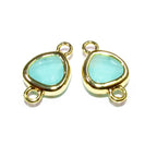 14K Gold Filled Checkerboard aqua chalcedony triangular Link Connector size 8x14 mm, gold filled link, Jewelry making, Connector - 1 piece