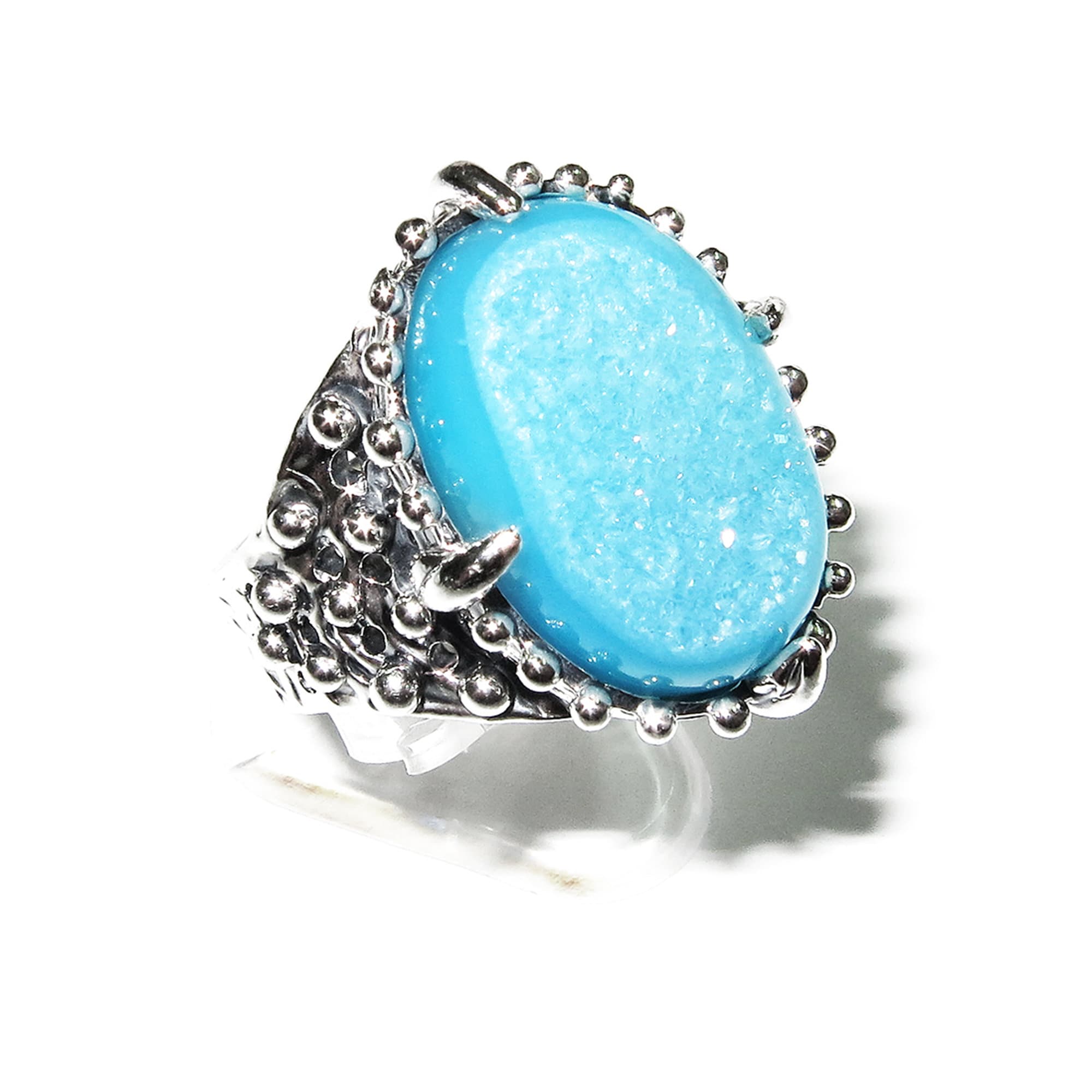 Druse agate ring 925 sterling silver size 8 1/2, Handmade ring, single copy, sterling silver, Druse agate, silver ring, Statement ring