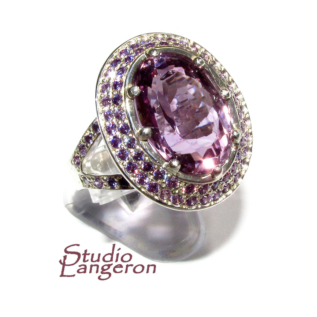 Statement Amethysts ring 925 sterling silver size 8 1/2, Handmade ring, single copy, sterling silver, Amethysts, silver ring, Amethyst ring