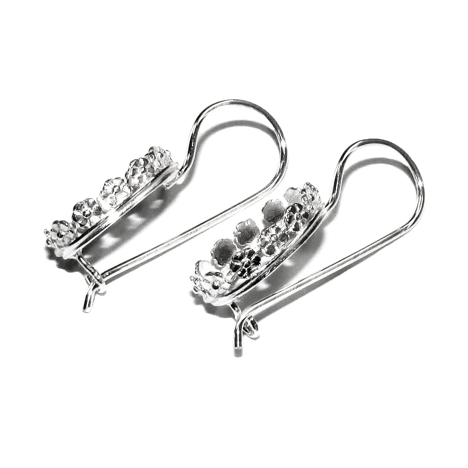 10x14 mm size 925 sterling silver blank earrings with bezel cup, Jewelry making, bezel cup, Setting, 925 Sterling silver - 1 pair (2 pieces)
