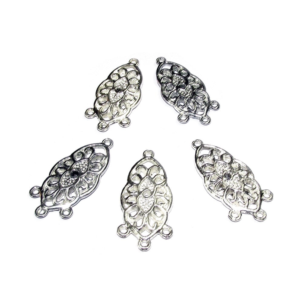 6 pcs/pkg Filigree Connector Antique Silver Tone, Silver tone, Charms, Connector, Nickel Free, Zinc Alloy Metal, Filigree link, Findings