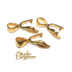 14K Yellow gold filled Leaf Pinch Pendant Bail, Bail with hook, bail with loop, Jewelry making, Bail gold filled, Bail finding - 1 piece