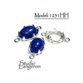925 Sterling Silver Oval Bezel Cups with 2 loops, model 1231HH, sizes 8x10-13x18mm, Setting silver, Oval bezel cup, Jewelry making - 1 piece