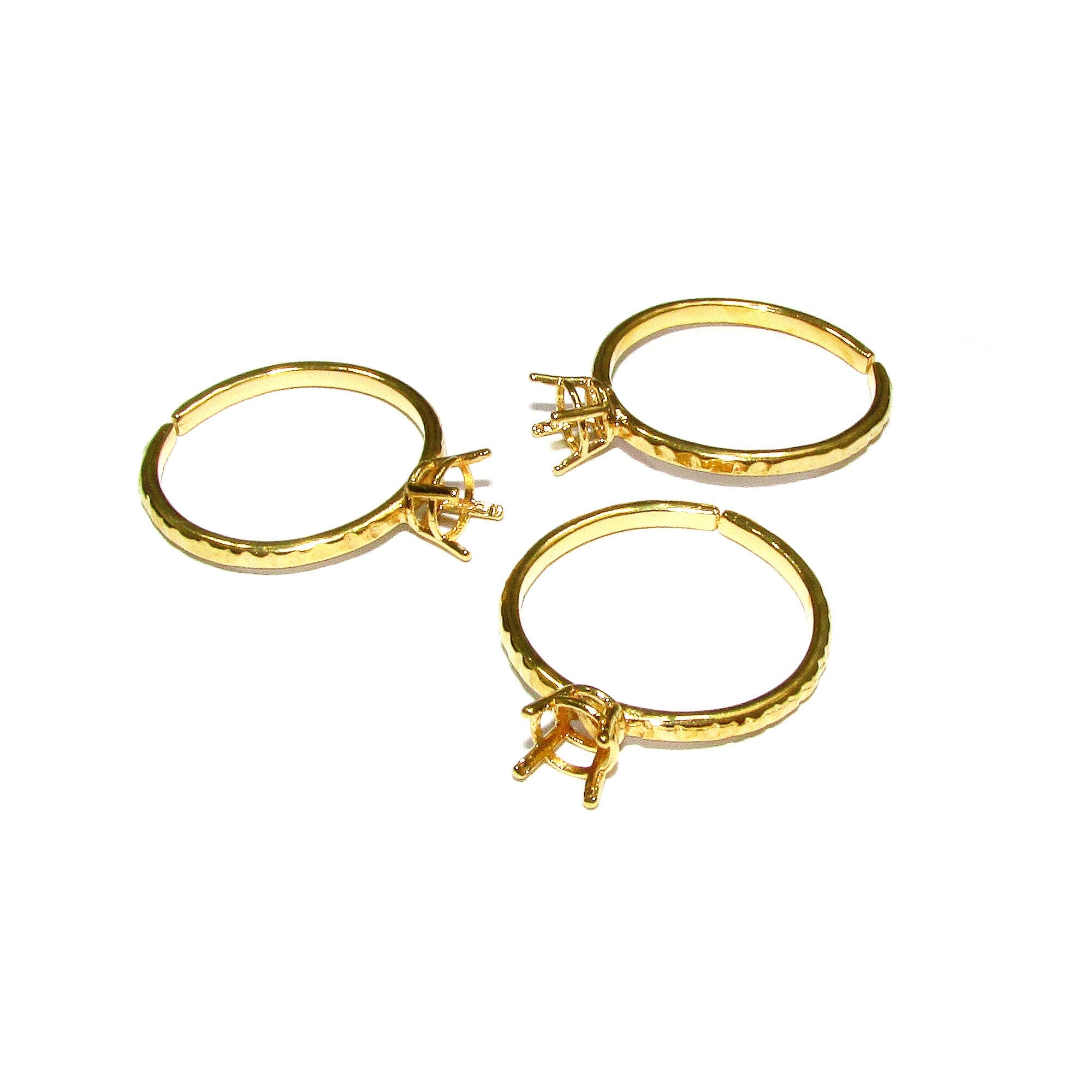 14K Yellow gold filled open blank ring with 4-prong setting 5.0 mm, Base ring, ring gold filled, Jewelry making, Setting, Mounting - 1 piece