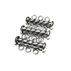 925 Sterling Silver Oxidized Twisted Tube Bar Clasp 3-Hole size 4.3x22 mm, Silver Clasps, Slide Clasps, Jewelry making, Tube clasp - 1 piece