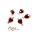 14K Rose Gold Filled Garnet heart Link Connector size 11.5x7.0 mm, Garnet gold filled link, Garnet connector, Jewelry making - 1 piece