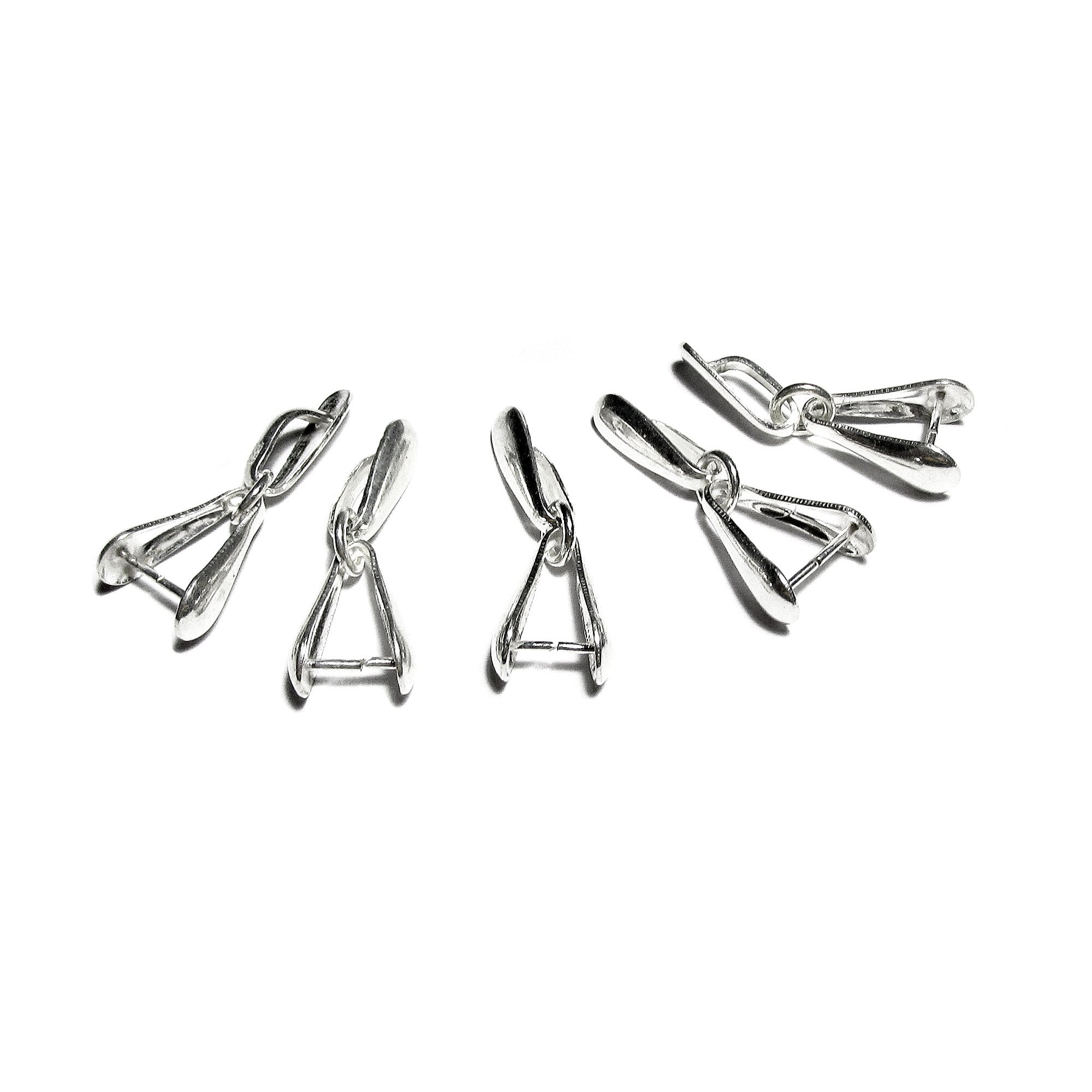925 Sterling silver Pinch Pendant Bail with loop, Silver Bail, Bail finding, Jewelry making, bail for pendant, Bail with loop - 1 piece