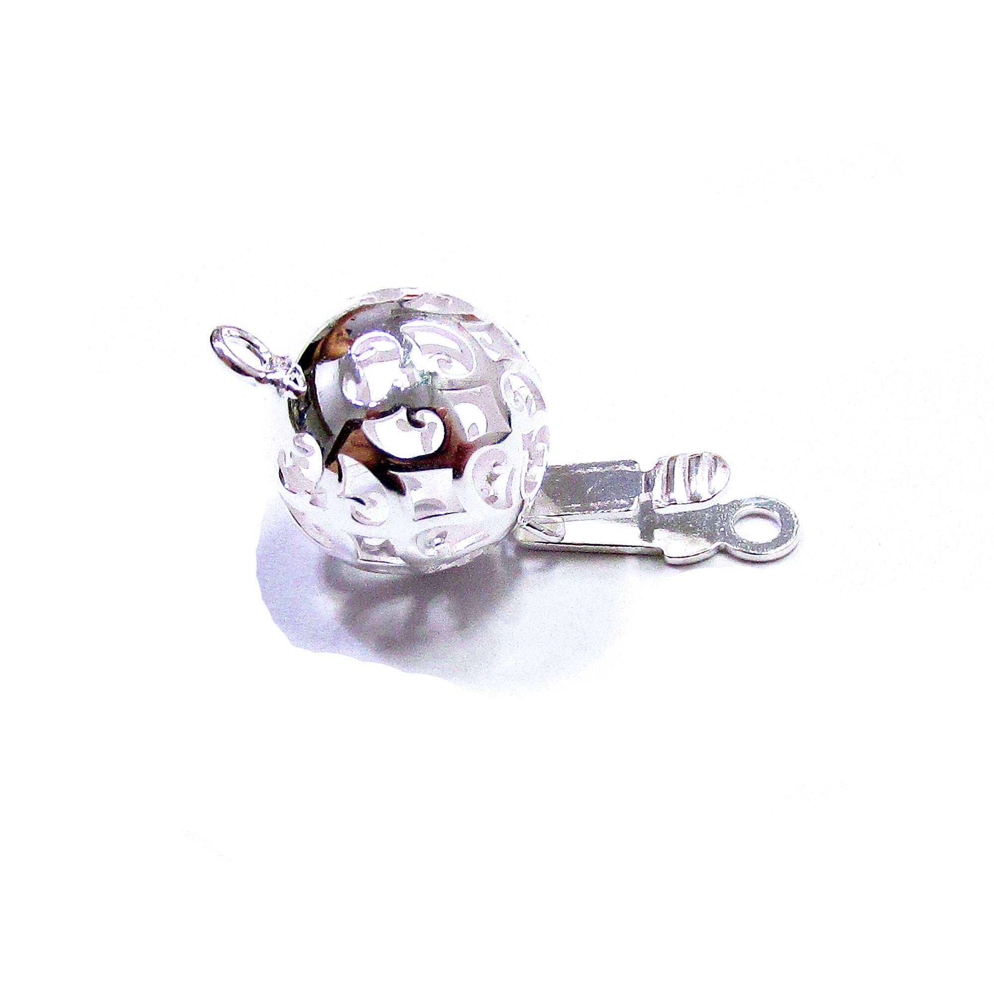 925 Sterling Silver Round Filigree Clasp size 10 mm, Silver bead clasp, Jewelry making, 925 Sterling silver, Filigree round clasp - 1 piece