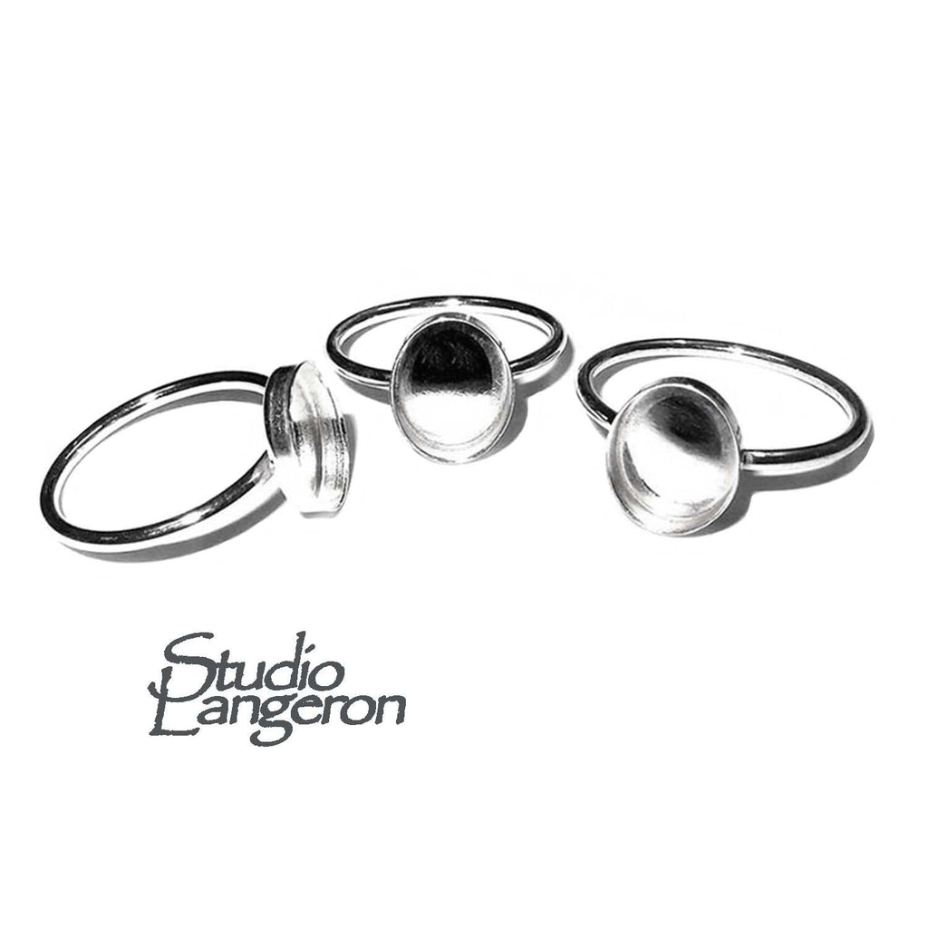 925 Sterling silver blank ring with bezel cup 8x10 mm size 4, 5, 6, 7, 8, 9, 10, 11, Jewelry making, bezel cup, base ring, Setting - 1 piece