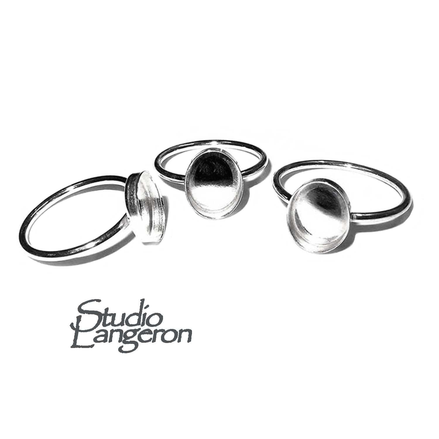 925 Sterling silver blank ring with bezel cup 8x10 mm size 4, 5, 6, 7, 8, 9, 10, 11, Jewelry making, bezel cup, base ring, Setting - 1 piece