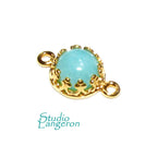 14K Gold Filled natural Amazonite round Link Connector size 14x7 mm, Natural Amazonite silver link, Jewelry making, Connector - 1 piece
