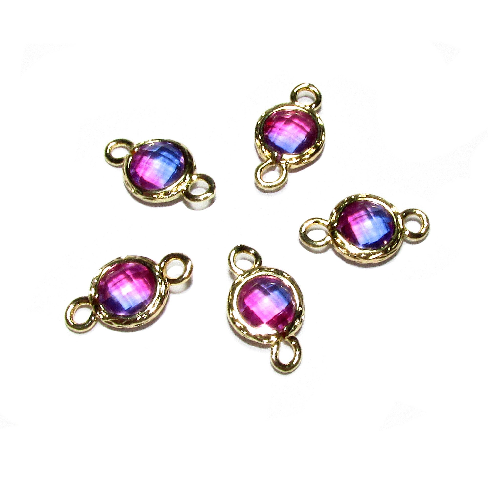 14K Gold Filled Checkerboard Ametrine Round Link Connector size 12x7 mm, Ametrine gold filled link, Link connector, Jewelry making - 1 piece