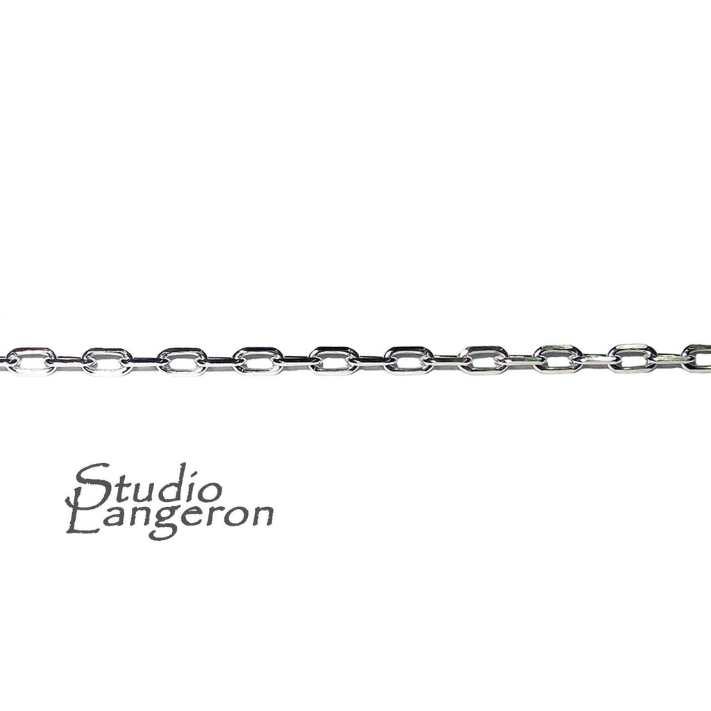 2.0 mm 925 Sterling Silver rectangle cable shiny chain, rectangle chain, silver shiny chain, silver chain, Jewelry making - 1 Ft (30 cm)