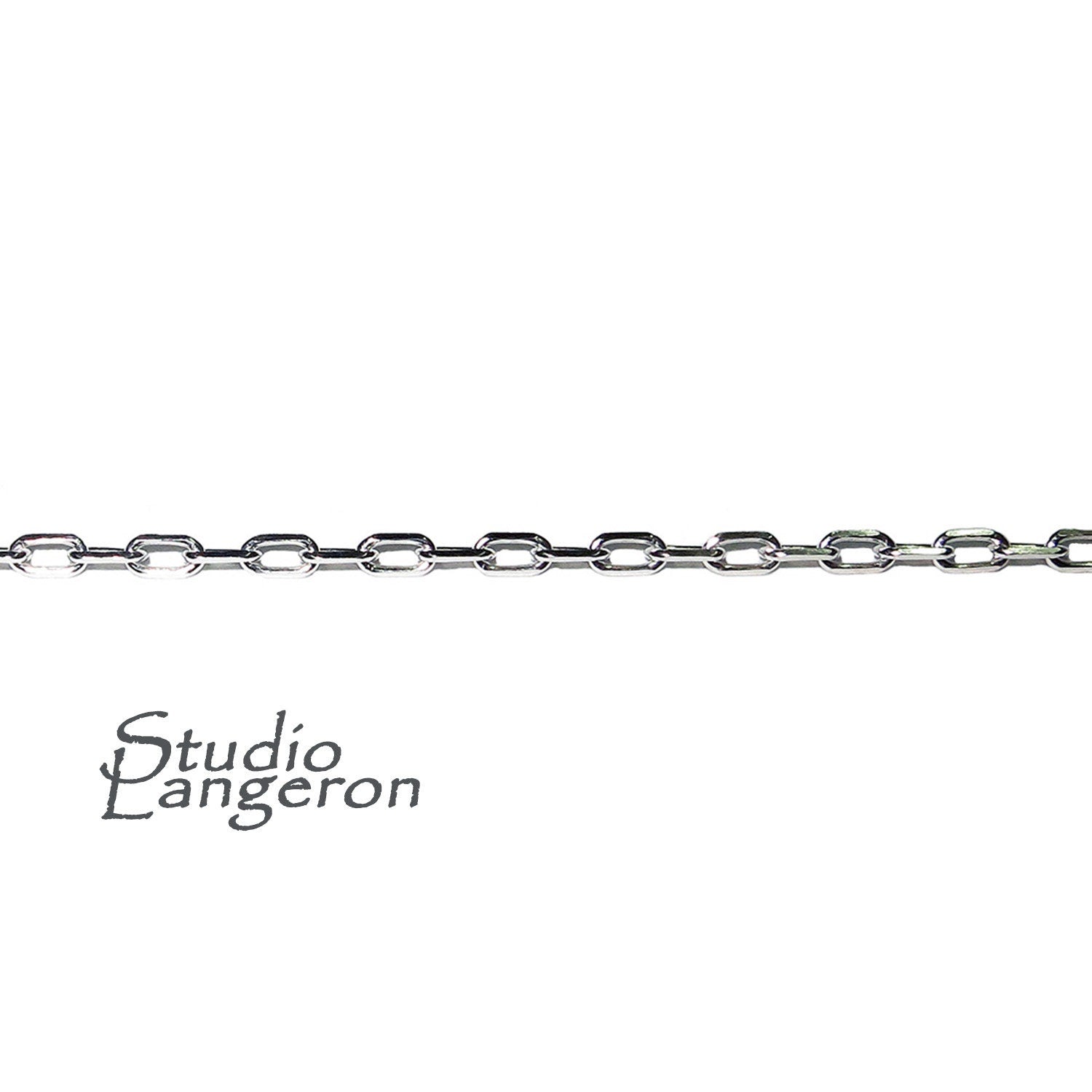 2.0 mm 925 Sterling Silver rectangle cable shiny chain, rectangle chain, silver shiny chain, silver chain, Jewelry making - 1 Ft (30 cm)
