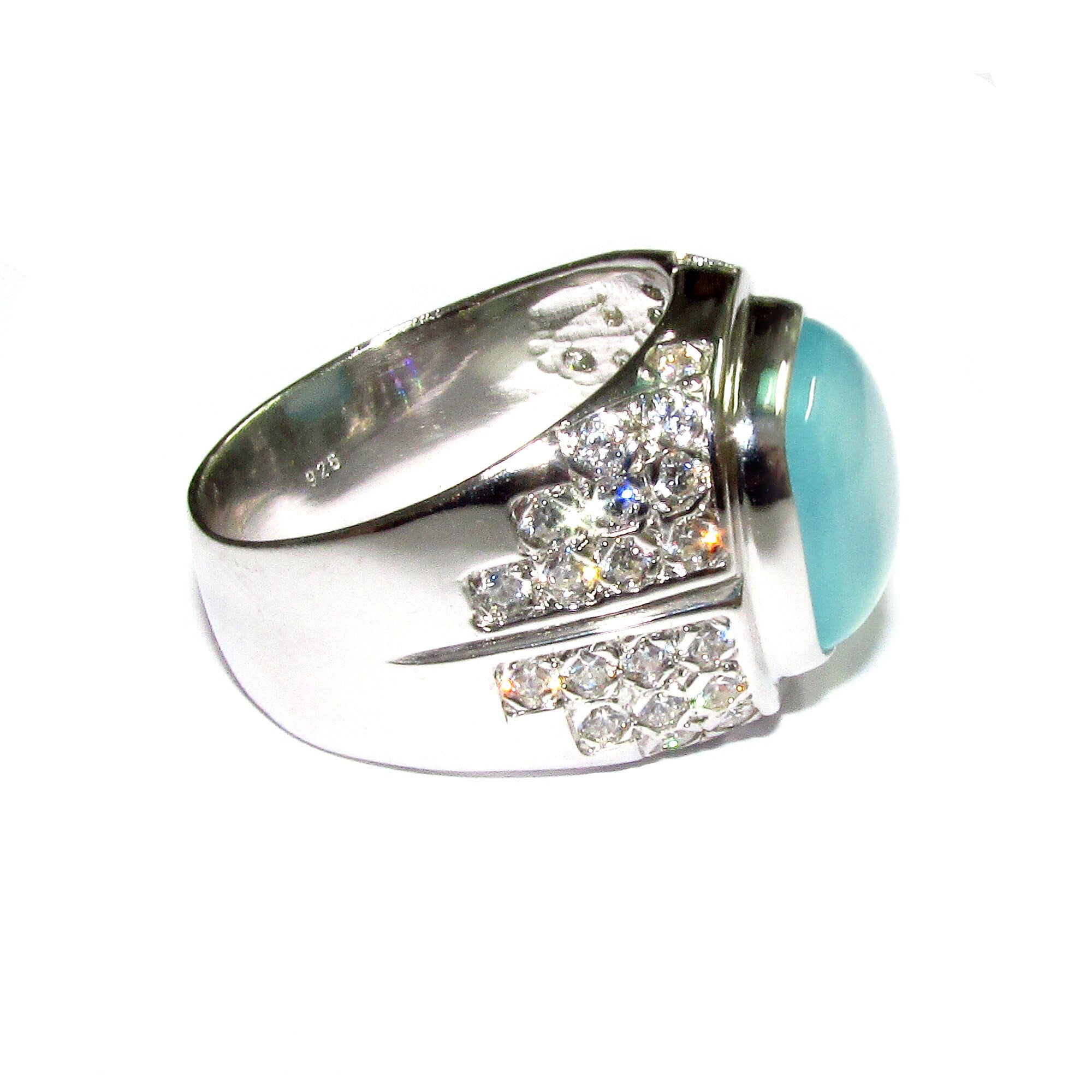 Statement Chalcedony ring 925 sterling silver size 9, Handmade ring, single copy, 925 sterling silver, Natural Aqua chalcedony, gemstone