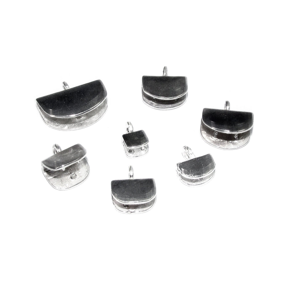 925 Sterling Silver Pinch End Caps size 4.0, 4.5, 7.0, 8.0, 9.5, 14.0 mm, silver end caps, flat end cap, Jewelry making - 1 pair (2 piece)