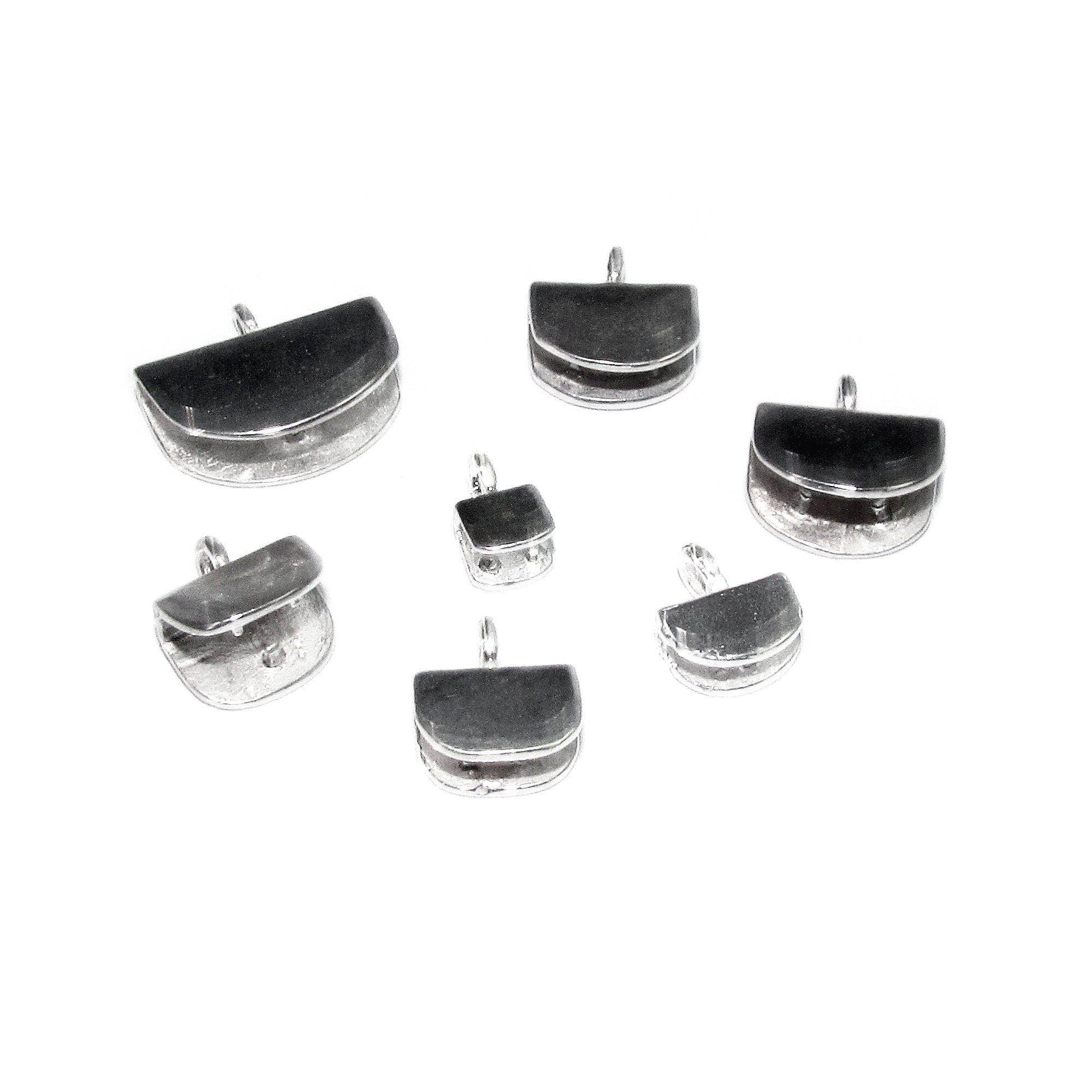 925 Sterling Silver Pinch End Caps size 4.0, 4.5, 7.0, 8.0, 9.5, 14.0 mm, silver end caps, flat end cap, Jewelry making - 1 pair (2 piece)