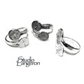 925 sterling silver open blank ring with two platform with pin for beads, silver ring, base ring, Jewelry making, setting - 1 piece