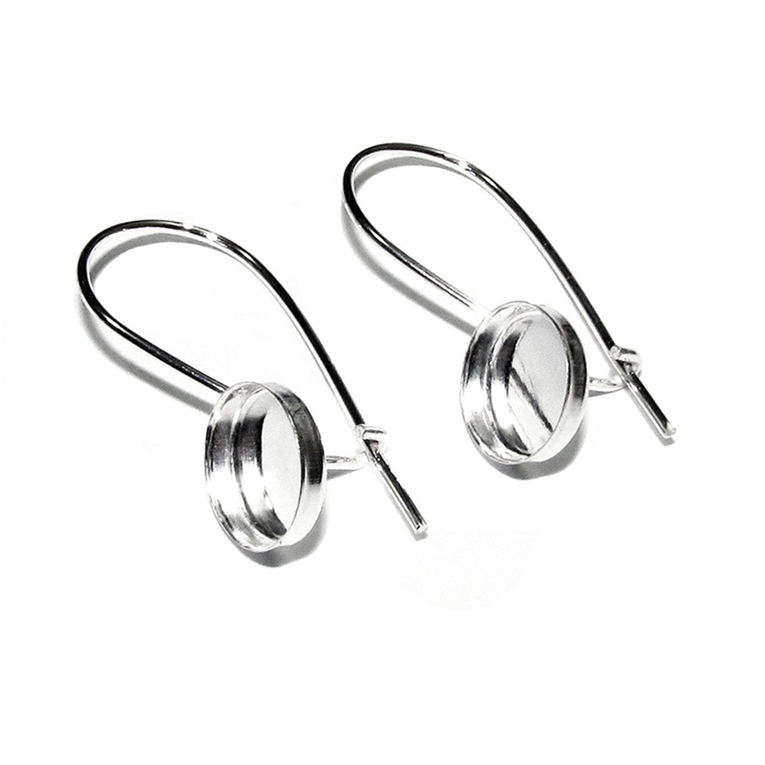 8mm bezel cup 925 sterling silver earrings, blank earrings, bezel cup, base earrings, 925 sterling silver, jewelry making - 1 pair (2 piece)