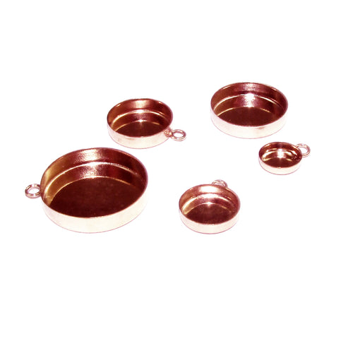 14K Rose gold filled Round Bezel Cup with closed loop size 4.0-30.0 mm, Bezel cup, Gold Filled, Jewelry making, Setting - 1 piece