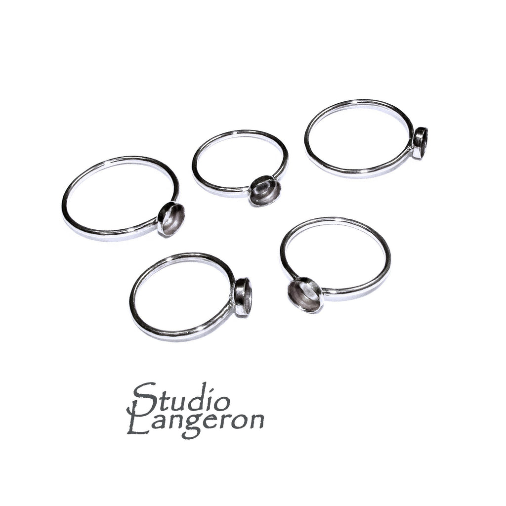 925 sterling silver blank ring with bezel cup 3 mm size 4, 5, 6, 7, 8, 9, silver ring, bezel cup, base ring, ring mounting - 1 piece
