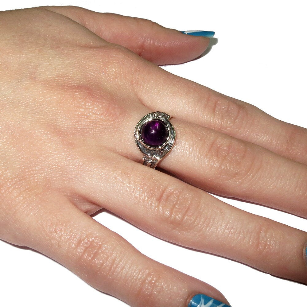 Amethyst ring 925 sterling silver, size 6 1/2, Handmade ring, single copy, 925 sterling silver, Natural amethyst, silver ring, gemstone