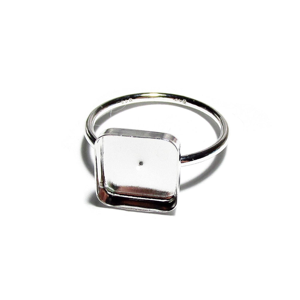 925 sterling silver blank ring with bezel cup 10x10mm size 4, 5, 6, 7, 8, 9, 10, 11, silver ring, bezel cup, setting, base ring - 1 piece