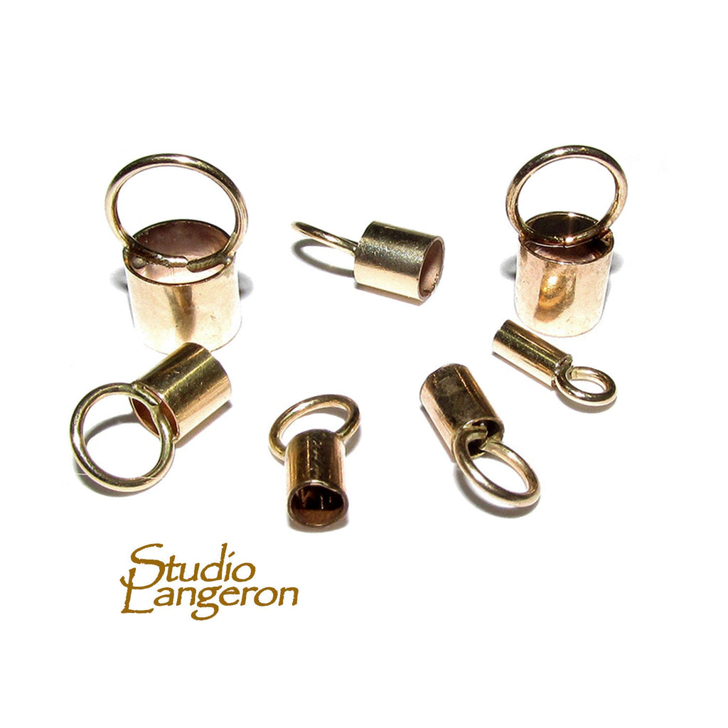 14K Gold filled tube End Caps sizes 0.6-6.6 mm, Tube end caps, Gold filled end cap, Jewelry making, 14K Gold Filled,  - 1 pair (2 piece)