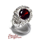 Statement Garnet ring 925 sterling silver size 8, Handmade ring, single copy, sterling silver, Garnet ring,  silver ring, red gemstone