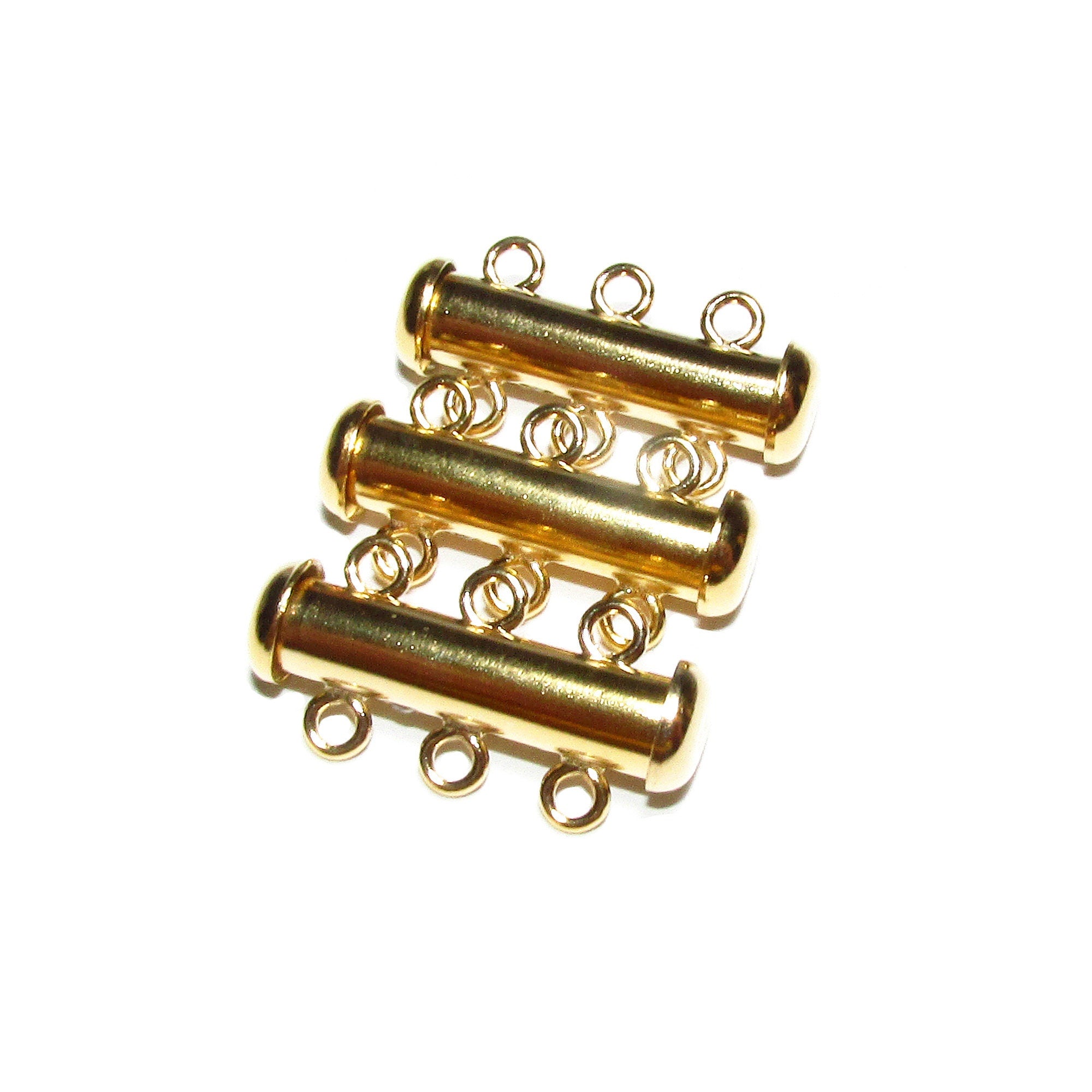 14K Yellow Gold Filled Tube Bar Clasp 3-Hole size 4.3x20 mm, Gold Filled Clasps, Slide Clasp, Jewelry making, Tube Slide Clasp - 1 piece