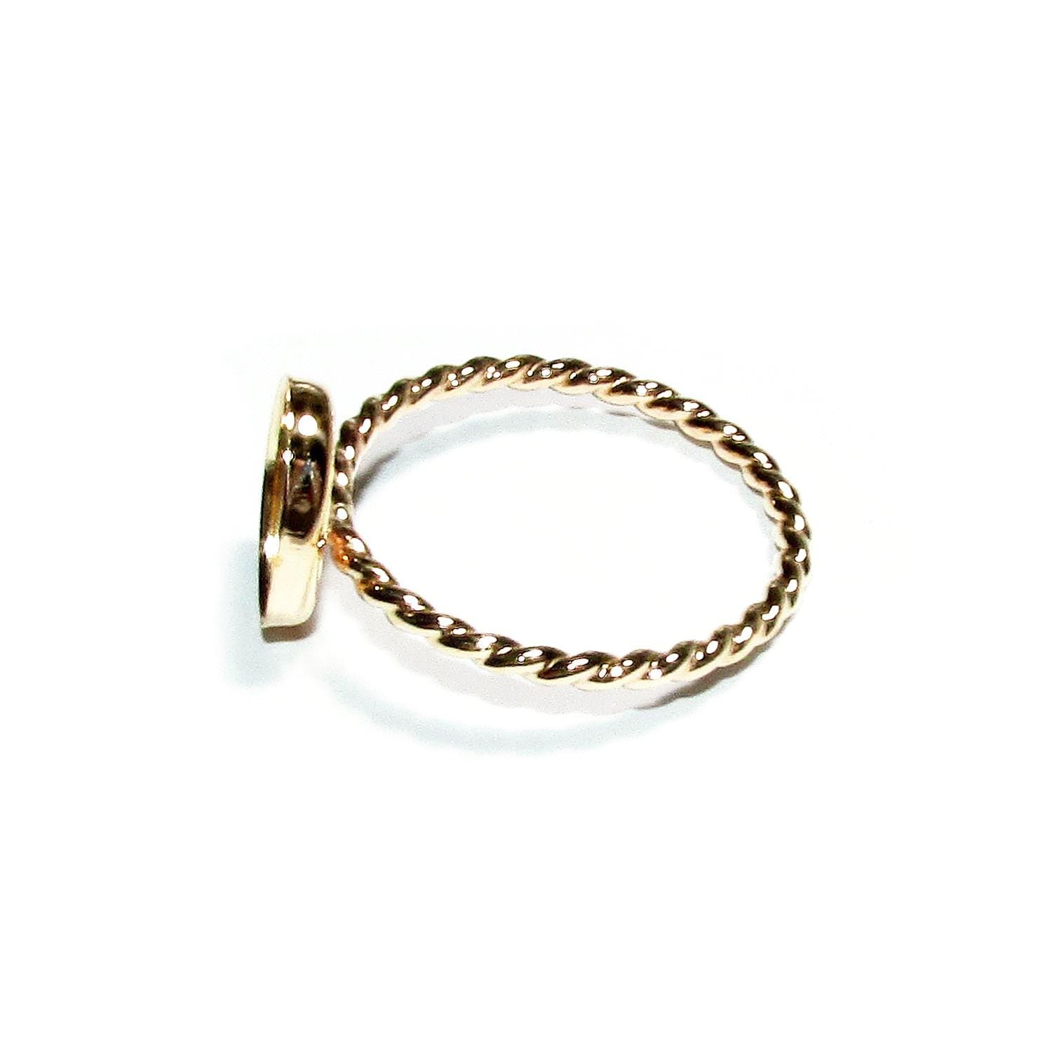 14K Yellow gold filled twisted blank ring with bezel cup 8x10mm size 4 - 11, Base ring, Bezel cup, Jewelry making, Setting - 1 piece