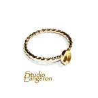 14K Yellow gold filled twisted blank ring with bezel cup 4x6mm size 4, 5, 6, 7, 8, 9, 10, 11, Base ring, Bezel cup, Jewelry making - 1 piece