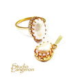 14K Gold Filled handmade set ring size 7 and pendant with baroque pearls, Gold filled ring, single copy, baroque pearls, gold filled ring