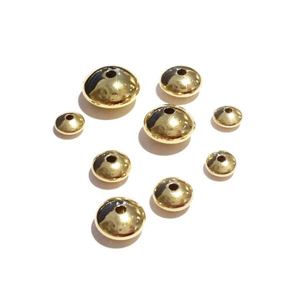 14K solid gold saucer beads size 3.6-9.0 mm, saucer gold beads, gold beads, Jewelry making, 14K solid gold, gold findings - 1 piece