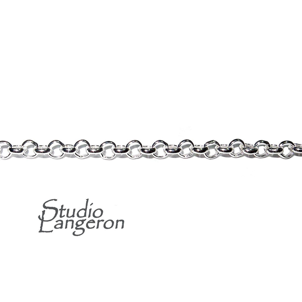3.0 mm Sterling Silver Rolo Cable Chain, silver shiny chain, 925 silver chain, sterling silver chain, Rolo Chain, 925 silver - 1 Ft (30 cm)