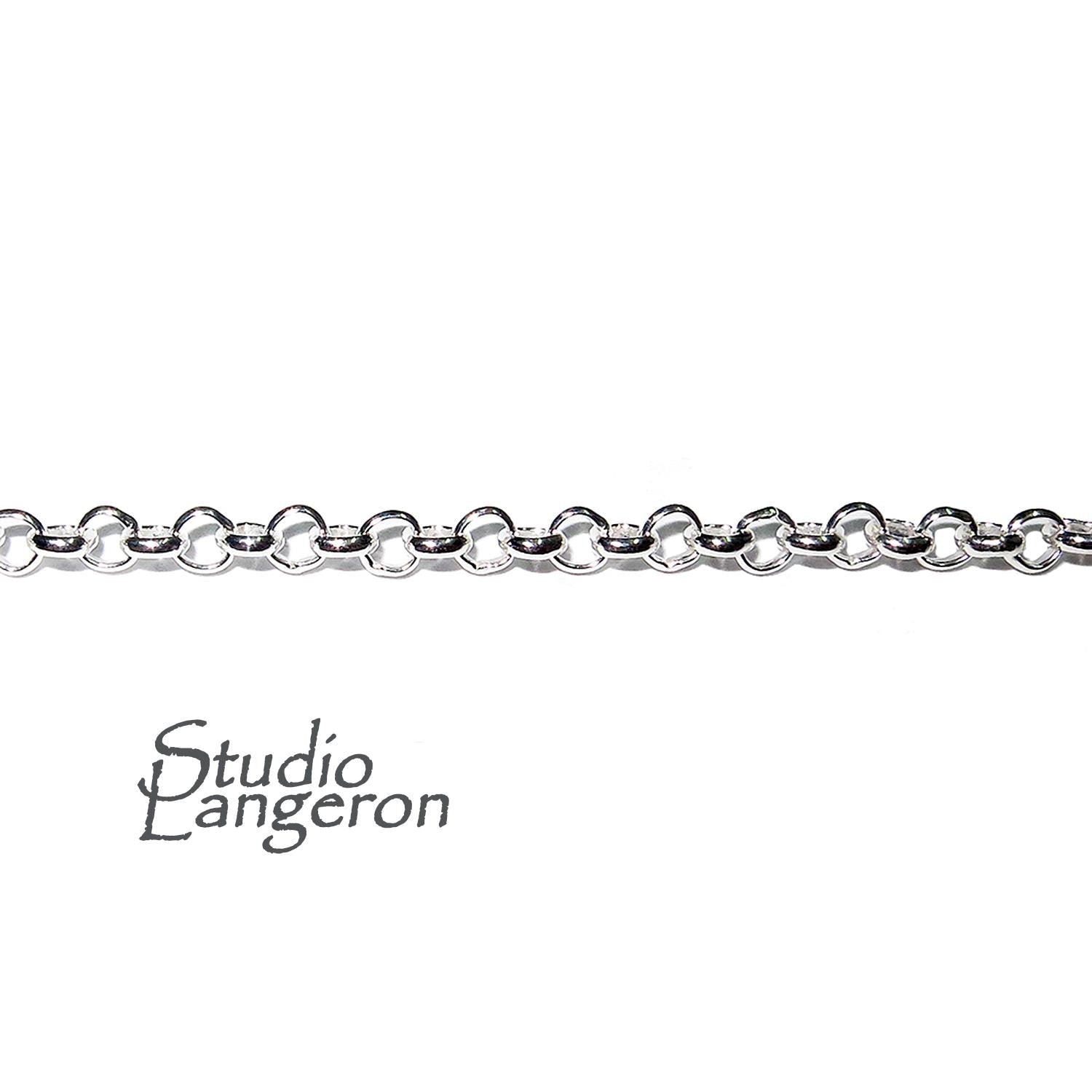 3.0 mm Sterling Silver Rolo Cable Chain, silver shiny chain, 925 silver chain, sterling silver chain, Rolo Chain, 925 silver - 1 Ft (30 cm)