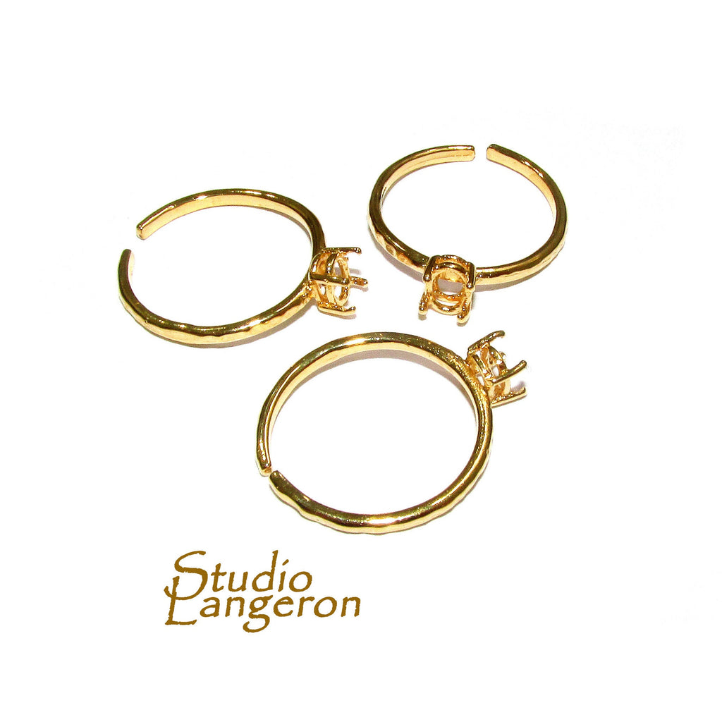 14K Yellow gold filled open blank ring with 4-prong setting 4x6 mm, Base ring, ring gold filled, Jewelry making, Setting, Mounting - 1 piece