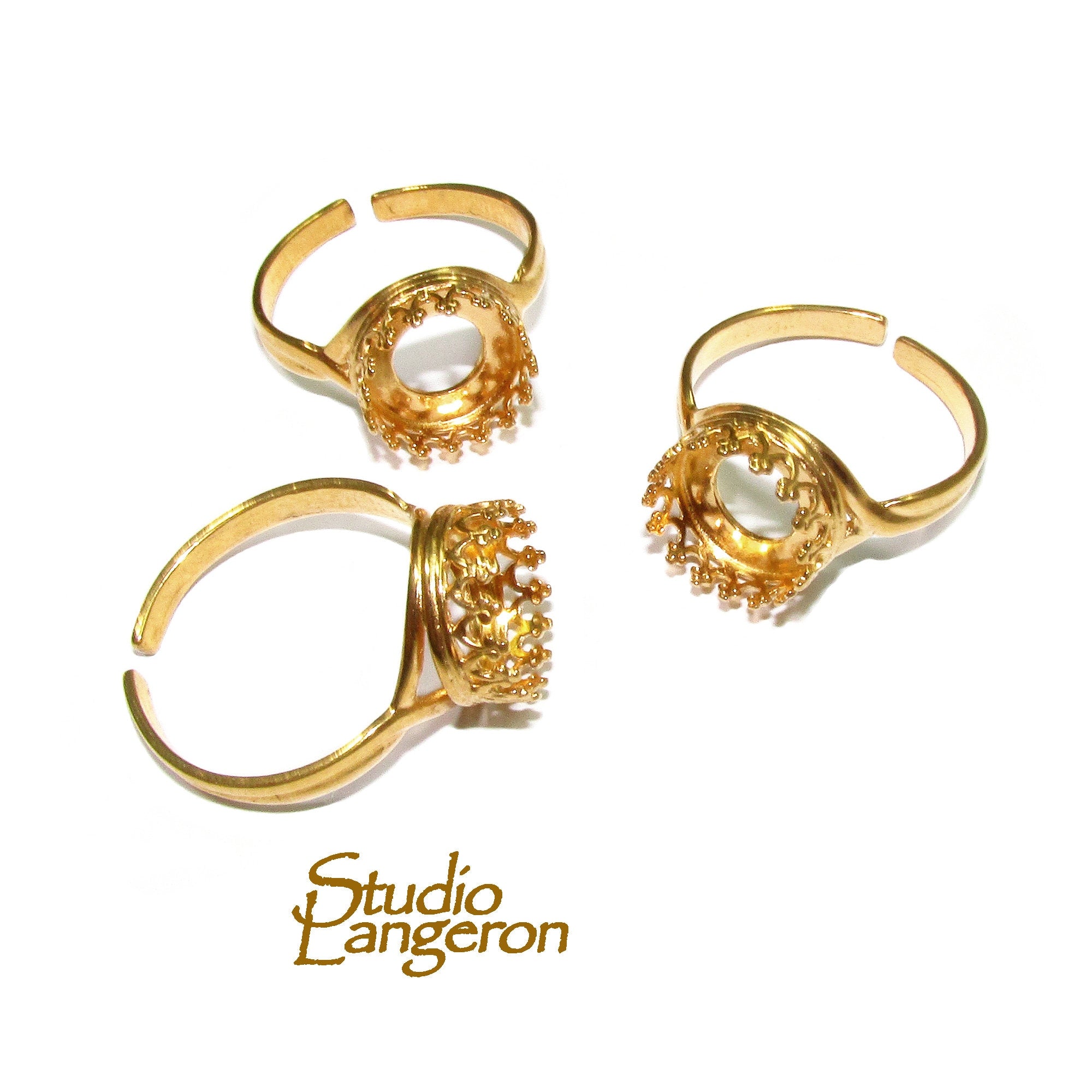 14K Yellow gold filled open blank ring with bezel cup 12 mm, base ring, Setting, bezel cup, jewelry making, ring gold filled - 1 piece
