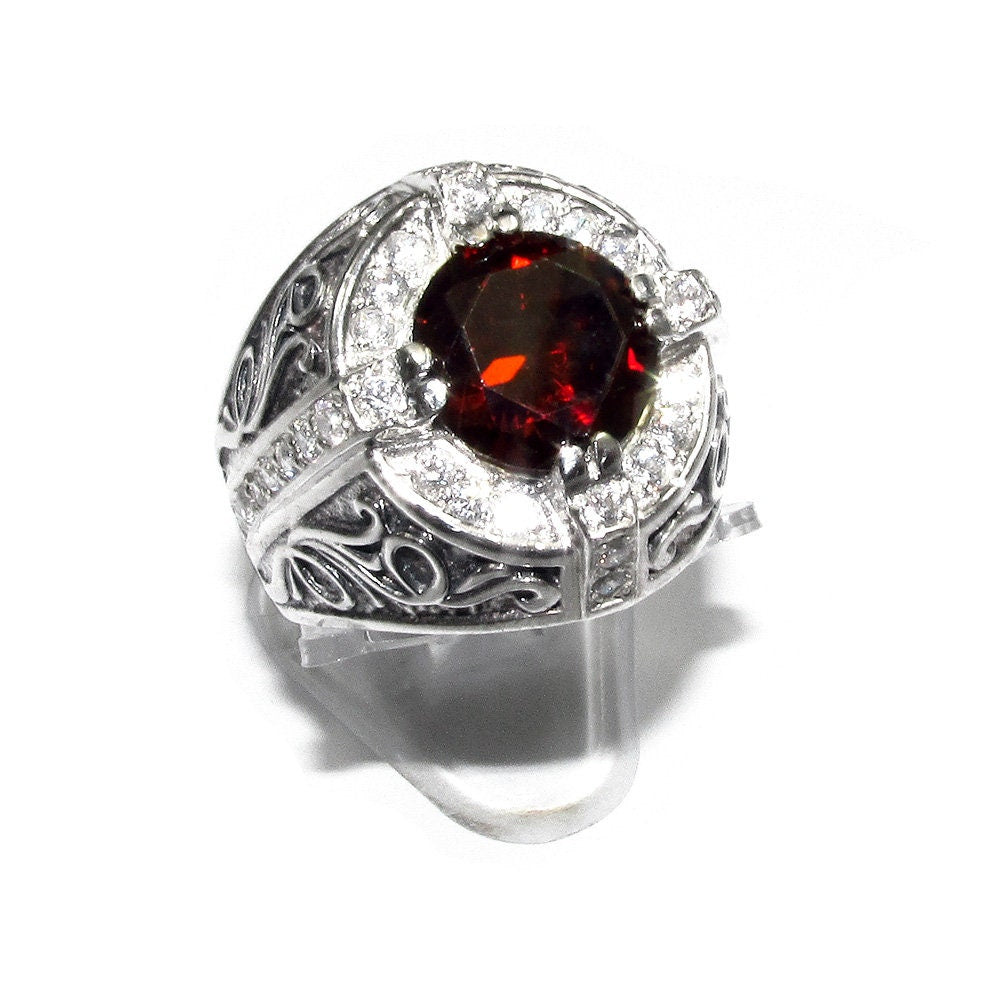 Statement Garnet ring 925 sterling silver size 9, Handmade ring, single copy, sterling silver, Garnet ring,  silver ring, red gemstone