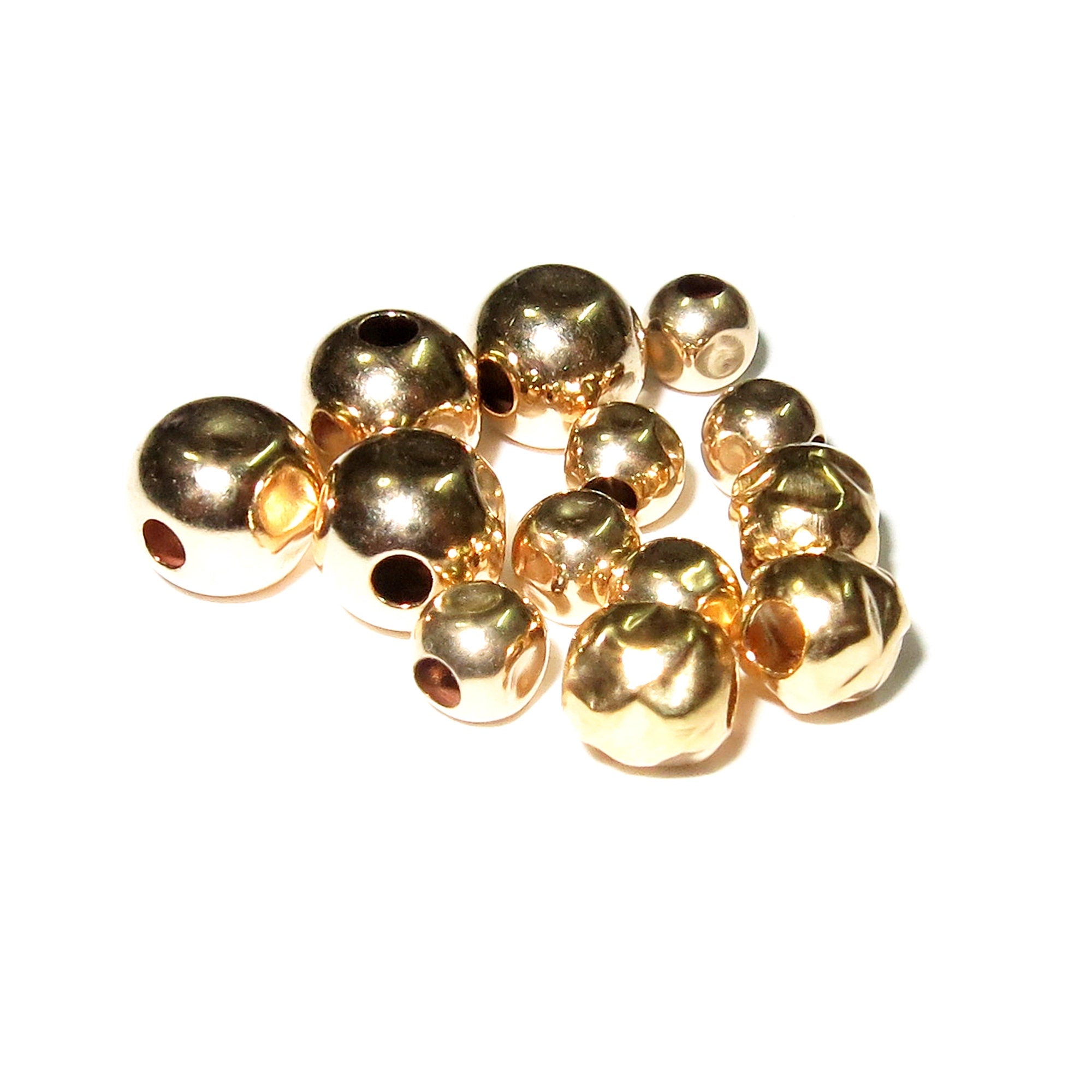 14K yellow gold filled hammered beads size 3.0-12.0 mm, Hammered gold filled beads, Jewelry making, gold filled beads - 1 piece