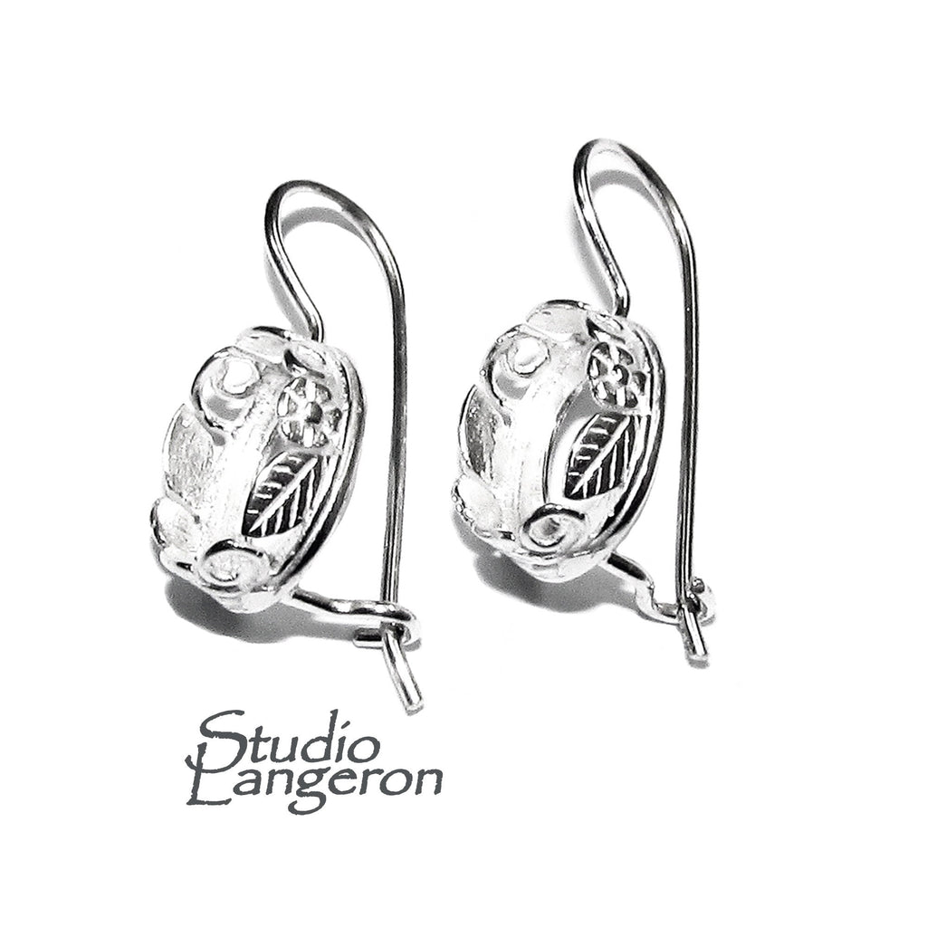 8x10 mm 925 sterling silver blank earrings with oval bezel cup, Setting, oval bezel cup, base earrings, Jewelry making - 1 pair (2 piece)