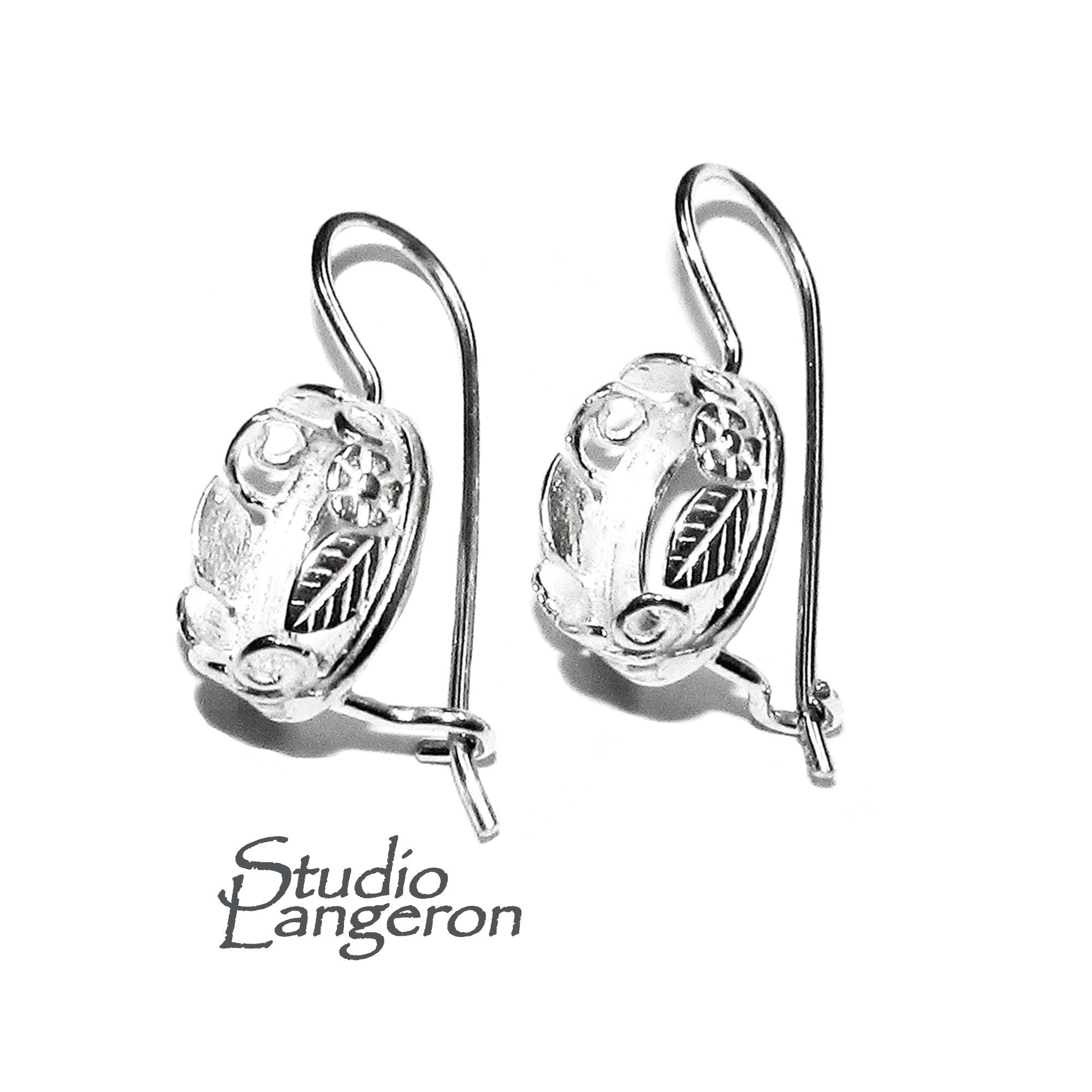 8x10 mm 925 sterling silver blank earrings with oval bezel cup, Setting, oval bezel cup, base earrings, Jewelry making - 1 pair (2 piece)