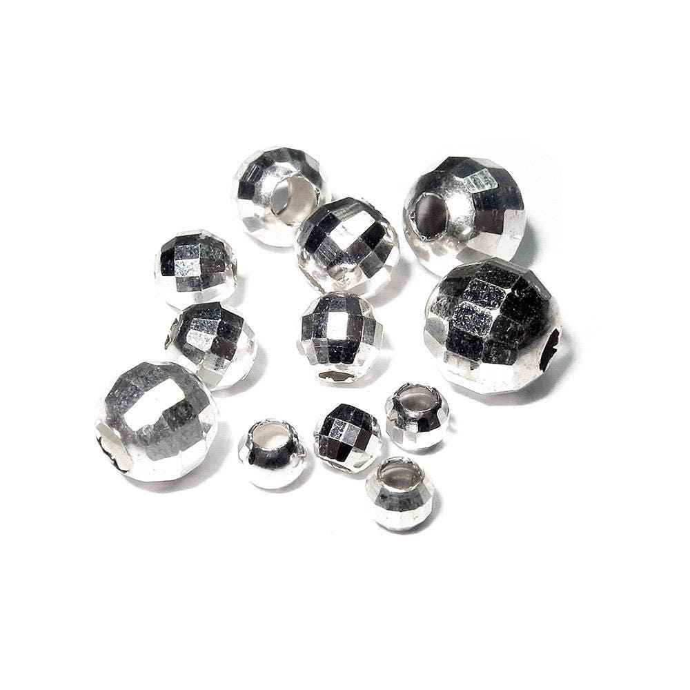 925 Sterling Silver Disco cut shiny Beads Size 2.5, 3, 4, 5, 6 mm, Jewelry making, Disco Ball Spacer Beads, Silver round beads - 1 piece