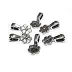 925 Sterling silver Flower Glue-on Flat Pad Pendant Bails, sterling silver Bail, Bail silver, Bail finding, Jewelry making - 1 piece