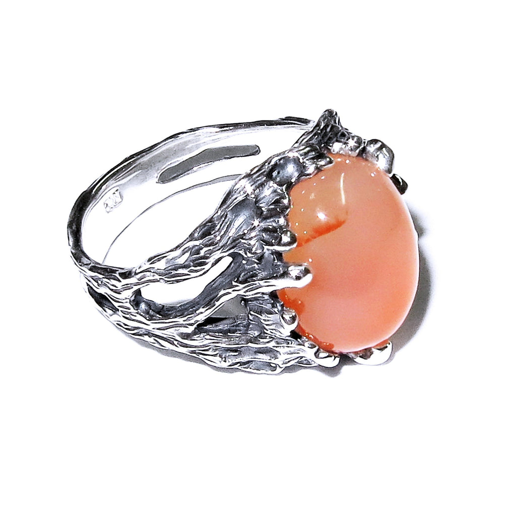 Statement Natural opal ring 925 sterling silver size 8, Handmade ring, single copy, sterling silver, Orange opal, silver ring, gemstone